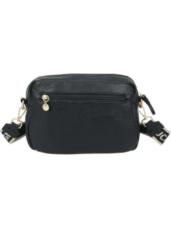 Sac à bandoulière amovible noir effet grainé avec logo de la marque