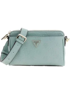 Sac à bandoulière amovible vert d'eau pourvu d'un motif monogramme embossé
