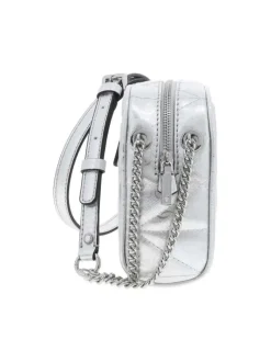 Sac bandoulière argent imprimé avec une petite poche à l'arrière