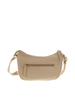 Sac bandoulière beige avec motif léopard sur la poche avant
