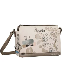 Sac à bandoulière beige à motifs avec une bandoulière réglable amovible