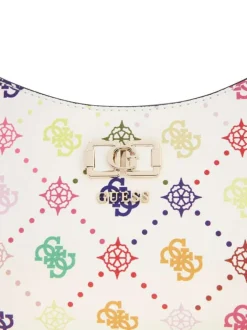 Sac à bandoulière blanc forme banane orné d'un motif monogramme