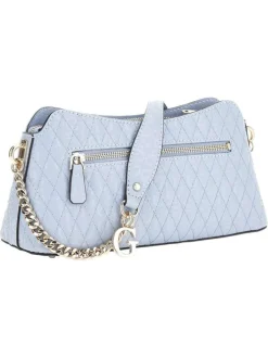 Sac à bandoulière bleu ciel à imprimé monogrammes ton sur ton vernis
