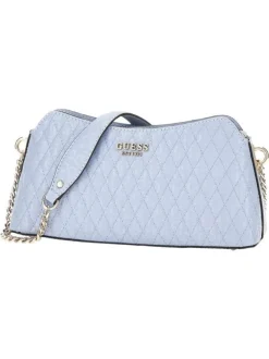 Sac à bandoulière bleu ciel à imprimé monogrammes ton sur ton vernis