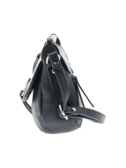 Sac à bandoulière bleu marine uni effet grainé avec bandoulière ajustable