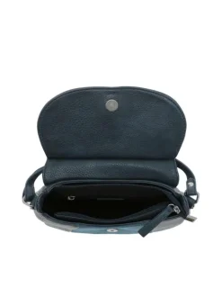 Sac à bandoulière bleu marine uni effet grainé avec bandoulière ajustable