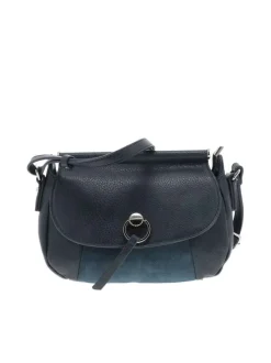 Sac à bandoulière bleu marine uni effet grainé avec bandoulière ajustable