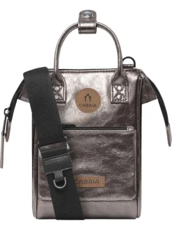 Sac à bandoulière bronze satiné pourvu d'une fermeture zippée