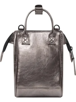 Sac à bandoulière bronze satiné pourvu d'une fermeture zippée