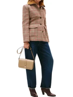 Sac à bandoulière caramel uni avec languette aimantée et logo doré