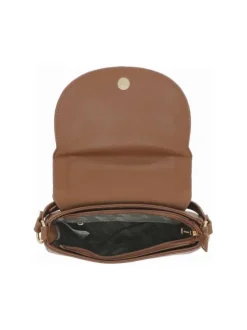 Sac bandoulière chocolat uni à pression et à zip avec logo gravé