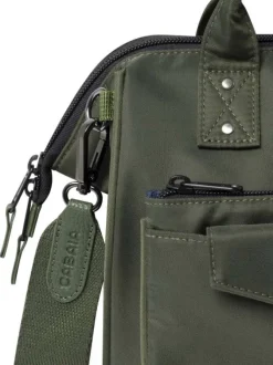 Sac à bandoulière Crossbody Medium Hobart vert kaki uni avec des logos marron