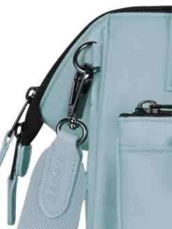 Sac à bandoulière Crossbody Medium Lecce bleu gris avec des logos marron