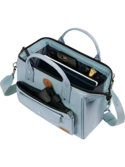 Sac à bandoulière Crossbody Medium Lecce bleu gris avec des logos marron