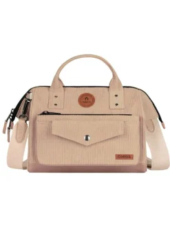 Sac à bandoulière Crossbody Medium Luxor beige uni en velours côtelé