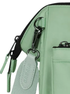 Sac à bandoulière Crossbody Medium Tampa vert uni avec des logos marron