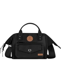 Sac à bandoulière Crossbody Small Cambridge noir uni avec logo marron embossé