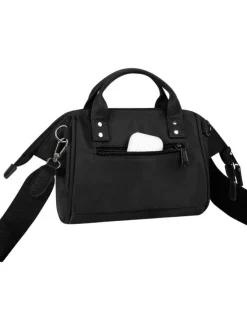 Sac à bandoulière Crossbody Small Cambridge noir uni avec logo marron embossé