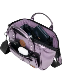 Sac à bandoulière Crossbody Small Capri lilas brillant en simili cuir