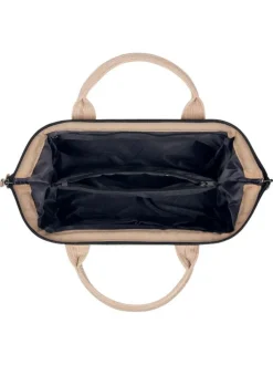 Sac à bandoulière Crossbody Small Luxor beige uni avec logo marron embossé