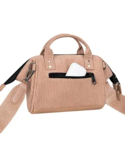 Sac à bandoulière Crossbody Small Luxor beige uni avec logo marron embossé