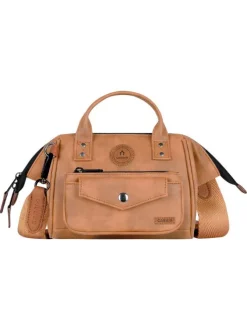Sac à bandoulière Crossbody Small Moscow camel uni avec logo marron embossé