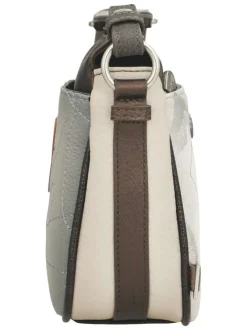 Sac à bandoulière écru imprimé avec des poches zippées à l'avant et à l'arrière