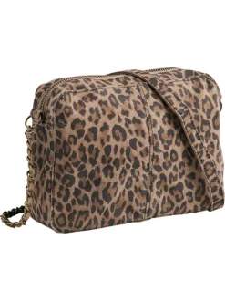 Sac à bandoulière en cuir de vache orné d'un motif animalier