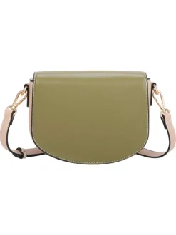 Sac à bandoulière kaki uni avec logo iconique de la marque sur le devant