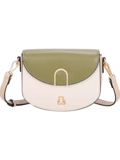 Sac à bandoulière kaki uni avec logo iconique de la marque sur le devant