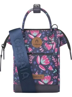 Sac à bandoulière marine imprimé de fleurs avec une fermeture zippée