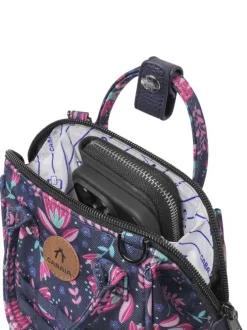 Sac à bandoulière marine imprimé de fleurs avec une fermeture zippée