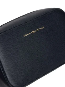 Sac à bandoulière marine pourvu du nom de la marque doré embossé