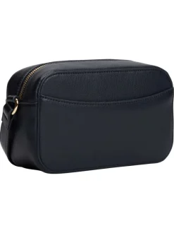 Sac à bandoulière marine pourvu du nom de la marque doré embossé