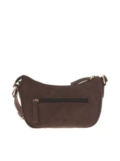 Sac bandoulière marron avec motif léopard sur la poche avant