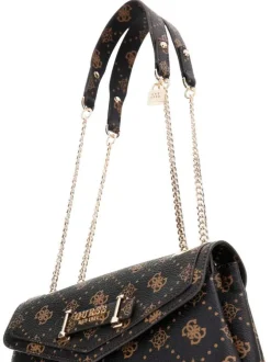 Sac bandoulière marron et expresso avec monogrammes et logo métallique