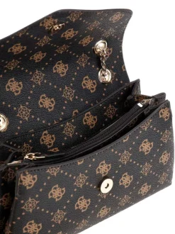 Sac bandoulière marron et expresso avec monogrammes et logo métallique
