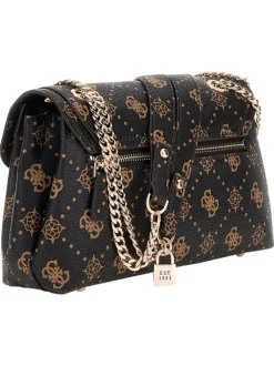 Sac bandoulière marron et expresso avec monogrammes et logo métallique