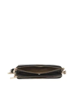 Sac à bandoulière marron grainé à imprimé monogrammes et à double zip