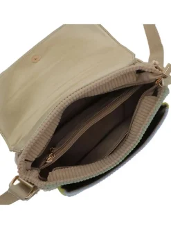 Sac bandoulière multicolore uni avec une fermeture à rabat et un zip