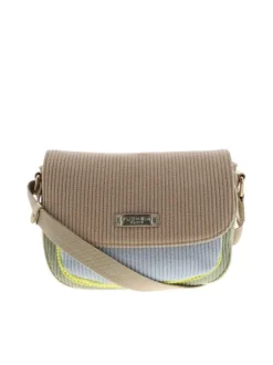 Sac bandoulière multicolore uni avec une fermeture à rabat et un zip