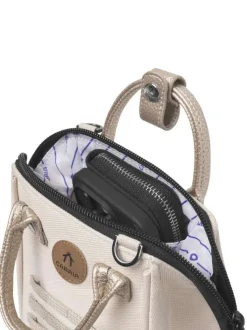Sac à bandoulière Nano Algiers beige uni avec 2 anses et 1 zip