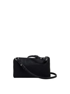 Sac bandoulière noir effet cuir avec poches zippées et visage de Mickey brodé