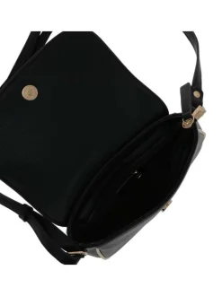 Sac à bandoulière noir et doré uni en simili cuir avec logo embossé