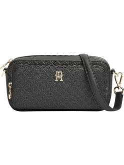 Sac à bandoulière noir pourvu d'une bandoulière amovible et de détails dorés