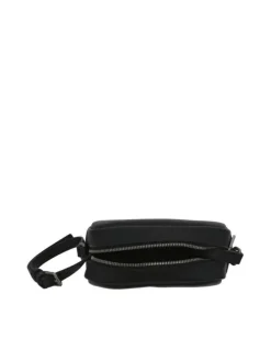 Sac à bandoulière noir uni avec nom iconique imprimé à l'avant