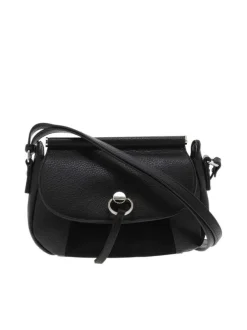 Sac à bandoulière noir uni effet grainé avec bandoulière ajustable