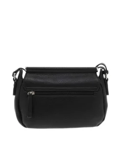 Sac à bandoulière noir uni effet grainé avec bandoulière ajustable