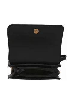 Sac bandoulière noir uni à pression et à zip avec logo gravé