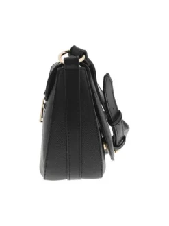 Sac bandoulière noir uni à pression et à zip avec logo gravé
